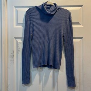 American Eagle Blue Fitted Ribbed Turtleneck Sweater XL